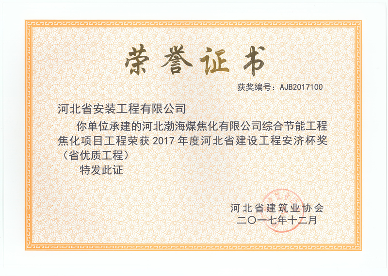 河北渤海煤焦化-2017省優(yōu)